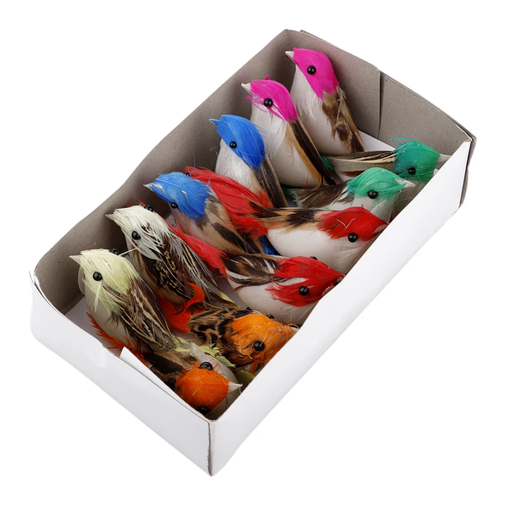 12 Pcs Artificial Simulation Foam Birds Mini Ornaments DIY Craft For Wedding Decoration Home Garden Party Accessories