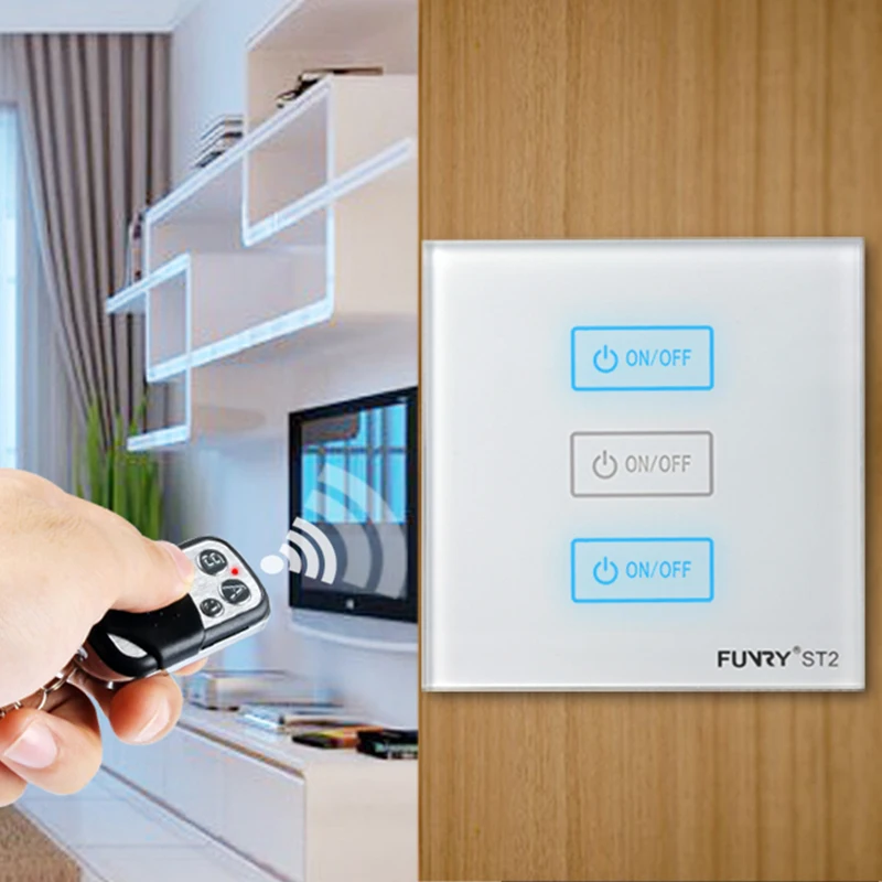Eu Standaard 3Gang 170-240V 433 Mhz Muur Touch Schakelaar Socket Slimme Afstandsbediening Luxe Kristal Glas oppervlak Waterdicht