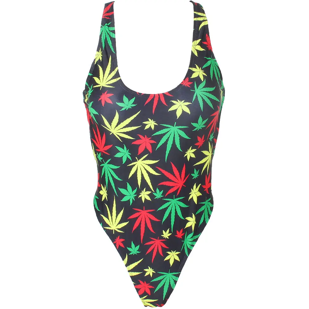 Voaryisa Vrouwen Een Stuk Caribbean Vlag Rasta Body Vormgeven Blad Monokini Badpak Badmode Badpak