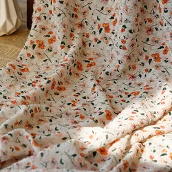 New Spring And Summer Chiffon Floral Printed Fabric 30D Breathable Three-dimensional Embossed Bubble Wrinkle Cloth For Dress