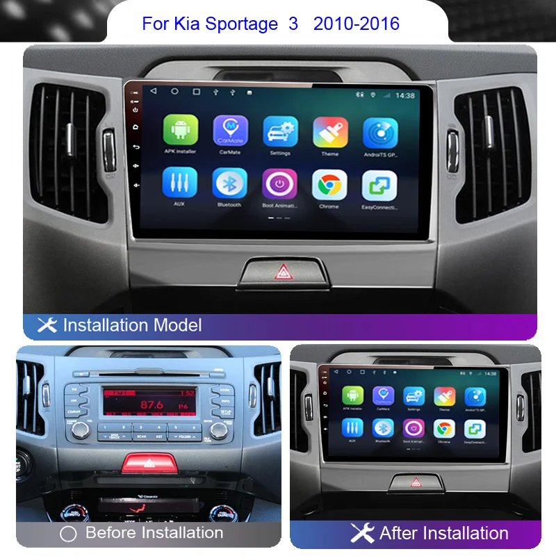 Roadwise Android Auto Radio Multimedia For Kia Sportage 3 2010 2011 2012 2013 2014 2015 2016 4G GPS DVD BT Carplay 2din Headunit