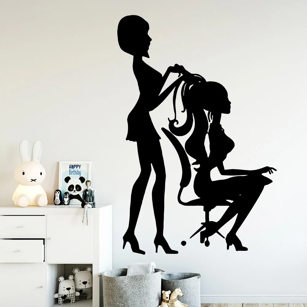 Art Decals Shop Haircut Stickers Art Female Beauty Salon Home Decoration Wall Stickers Beauty Salon Wall Decoration