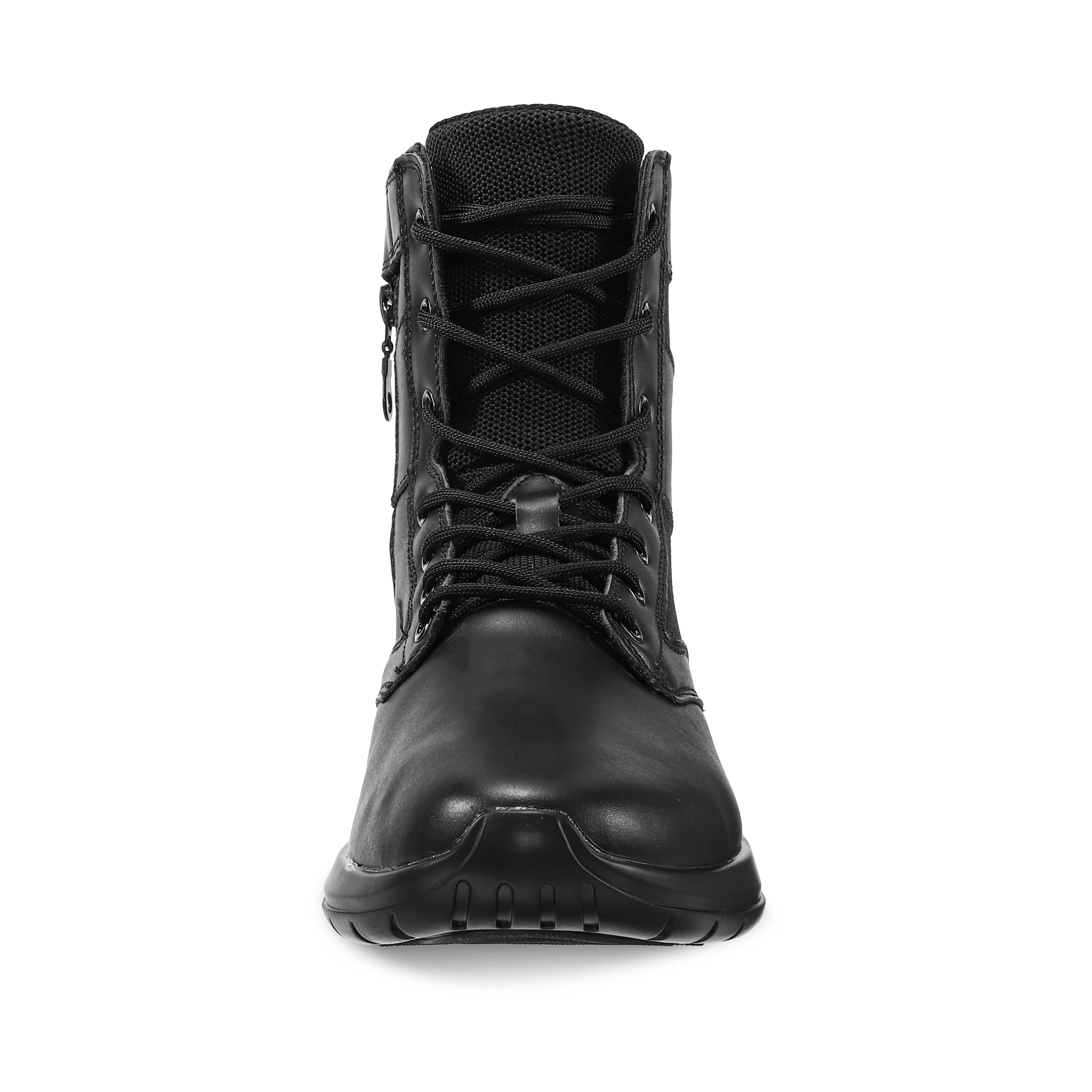 Soulsfeng – bottes hautes noires en cuir pour hommes et femmes, bottes de Combat, de randonnée, légères, antidérapantes, avec fermeture éclair, grandes tailles