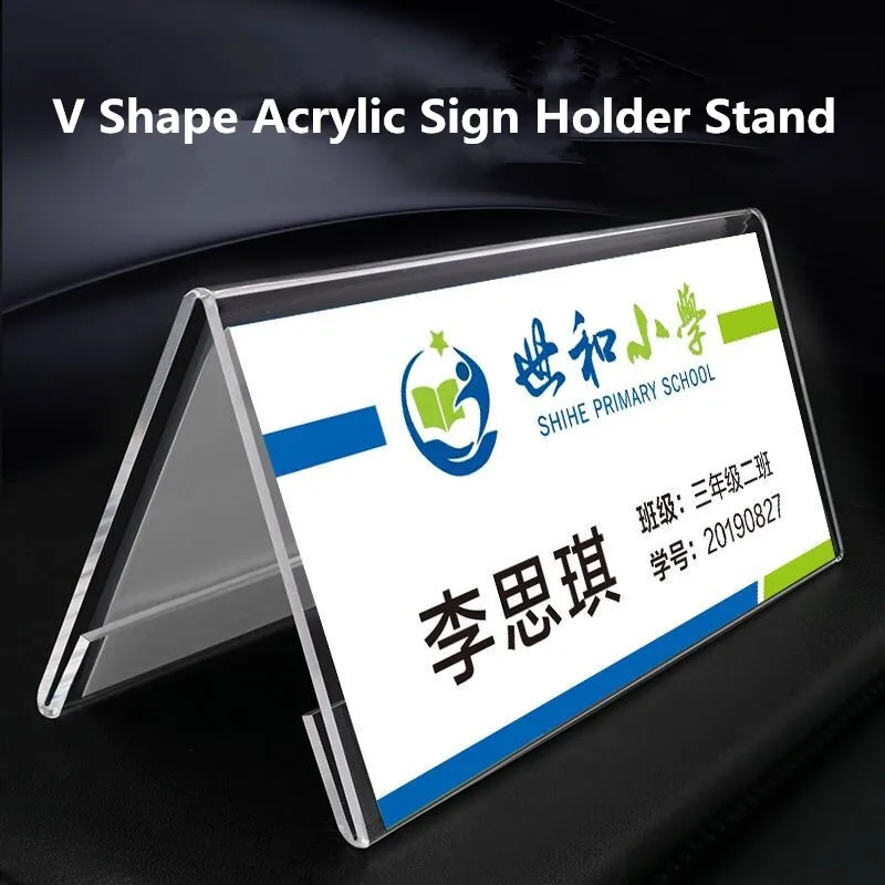 5 Pieces 100x200mm Clear Acrylic Sign Holder Display Stand Price Label Card Tag Counter Top Name Card Case Shelf Stand