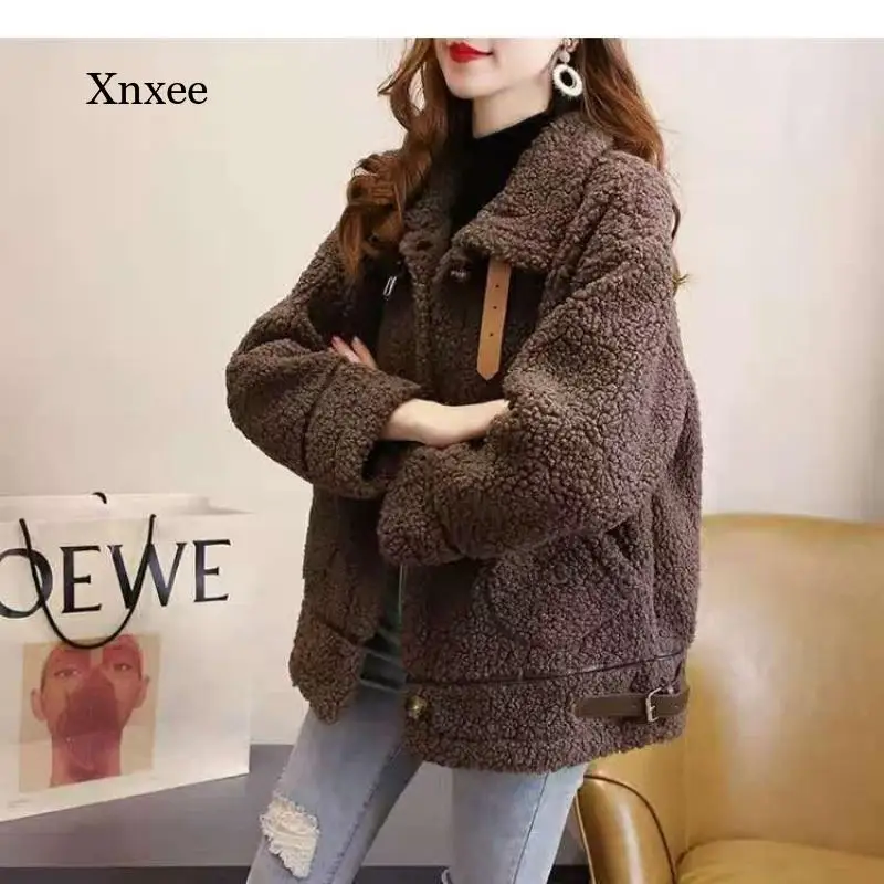 

Women's Lamb Wool Velvet Fur Coat, Women's New Autumn and Winter Coat, Short Coat, Oversized Loose Grainy Velvet Parka Coat