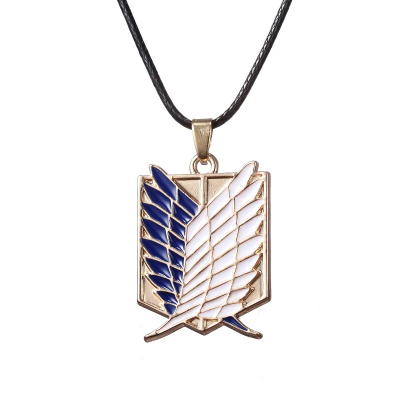 AsJerlya Anime Attack On Titan Alloy Necklace Figure Toys Wings Of Liberty Shingeki No Kyojin Leather Chain Gold Silver Pendant