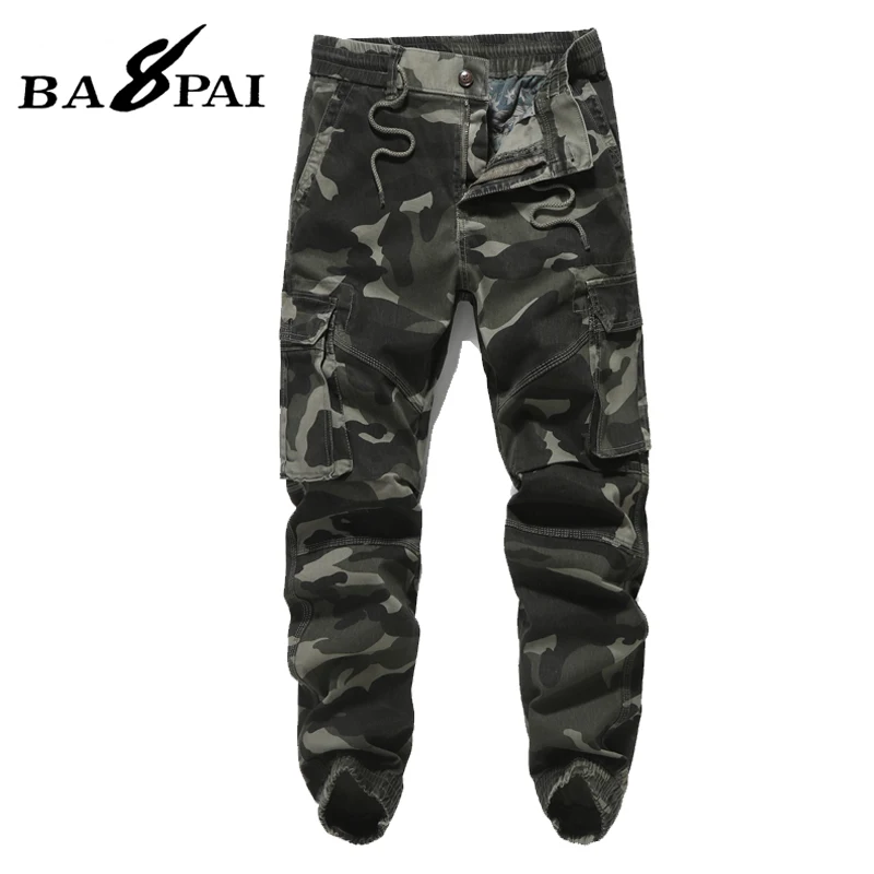 BAPAI Men Oversize Cargo Pants Black Pocket Camouflage Pants Harem Joggers Harajuku Sweatpant Hip Hop Tactical Trousers