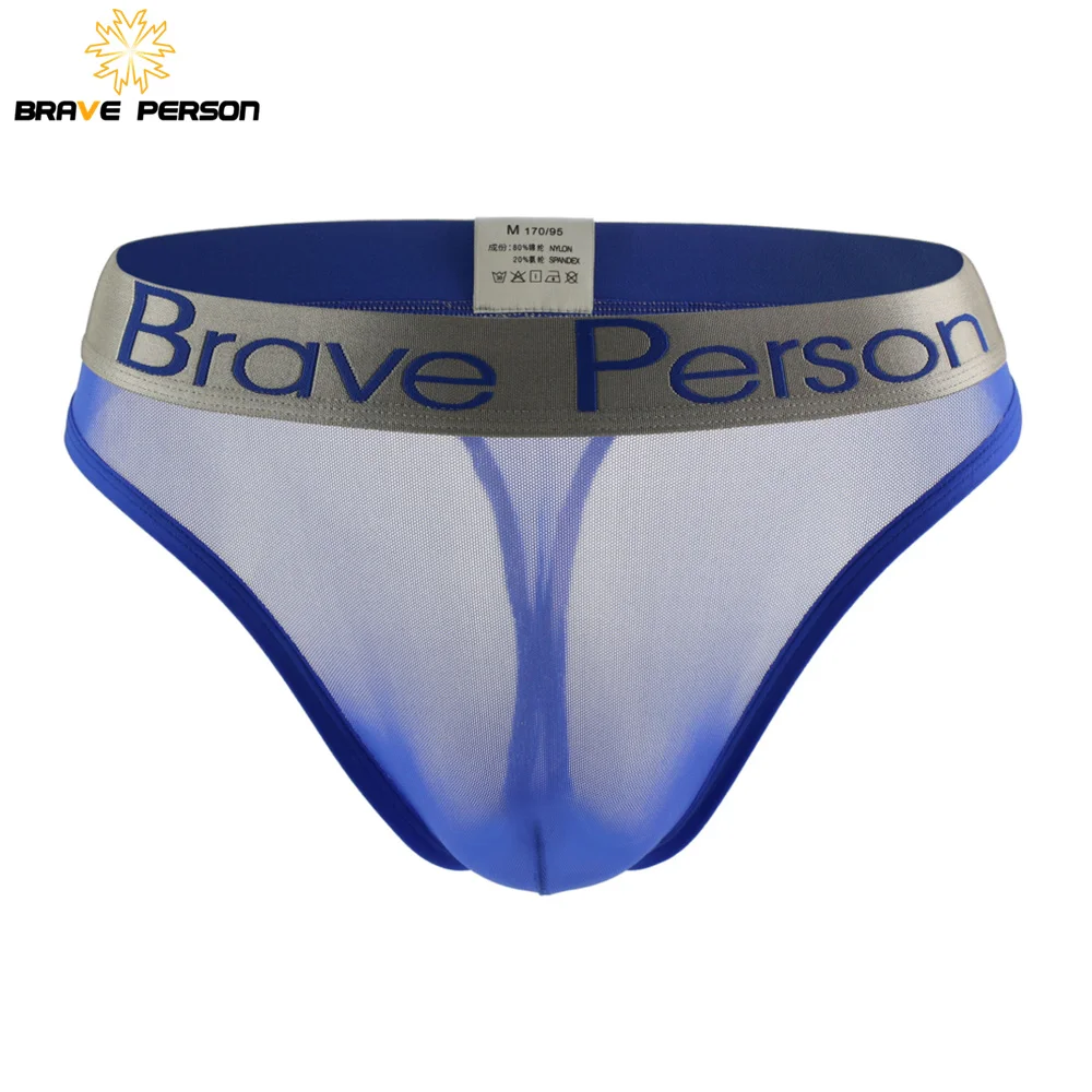 BRAVE PERSON Sexy Men's Briefs Transparent Low-waist Underwear Briefs Mesh Gauze Breathable Panties Briefs for Man