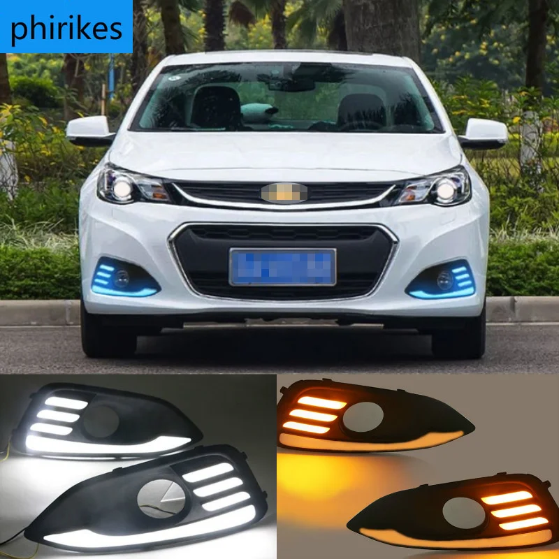 

LED Fit For Chevrolet chevy Malibu 2016-2018 Daytime Running Lights DRL Yellow Turn Signal Lights COB light Daylight Driving