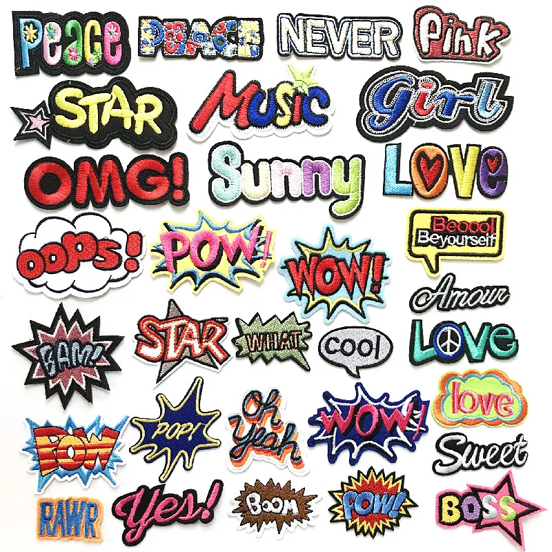 Love Slogan Patches Embroidered Patches For Clothing DIY OMG Letters Patch Iron On  Clothes Garment Applique iron on stickers