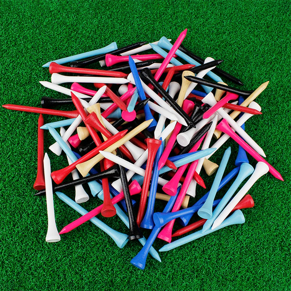 100 Pieces Color Golf Tees Bamboo Wood 70MM Supplies Accessories