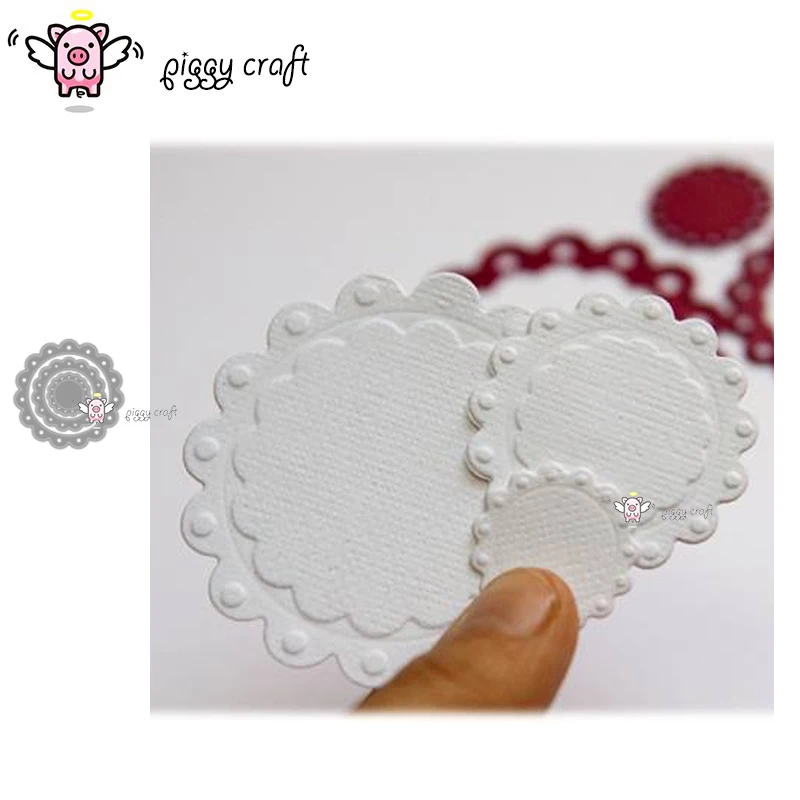 Piggy Craft metal cutting dies cut die mold Flower wreath frame Scrapbook paper craft knife mould blade punch stencils dies