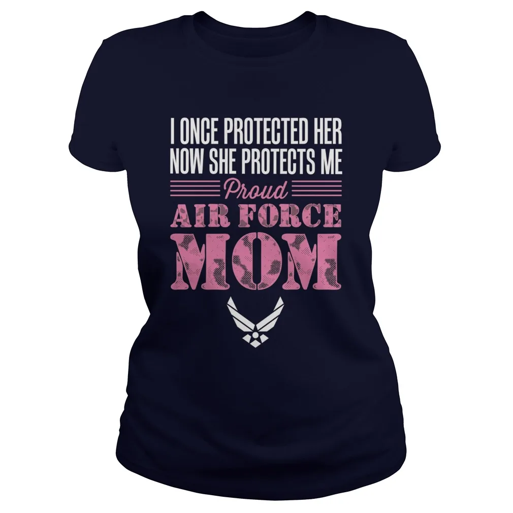 Proud Air Force Mom Military Army Naval Women's T-Shirt Gift for Mother From Daughter