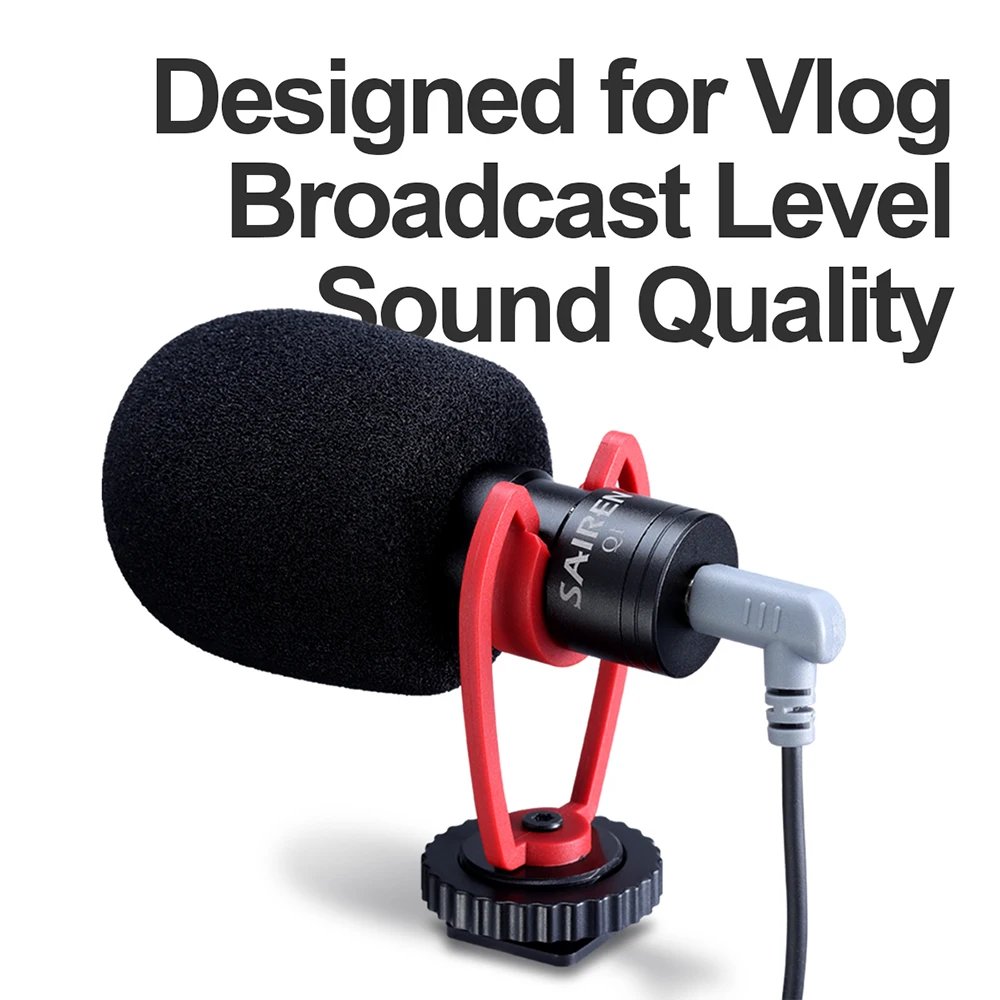 Ulanzi Sairen Q1 On-Camera Video Recording Mic Shotgun Interview Vlog Mic Universal for DSLR Android iPhone Smartphone GoPro