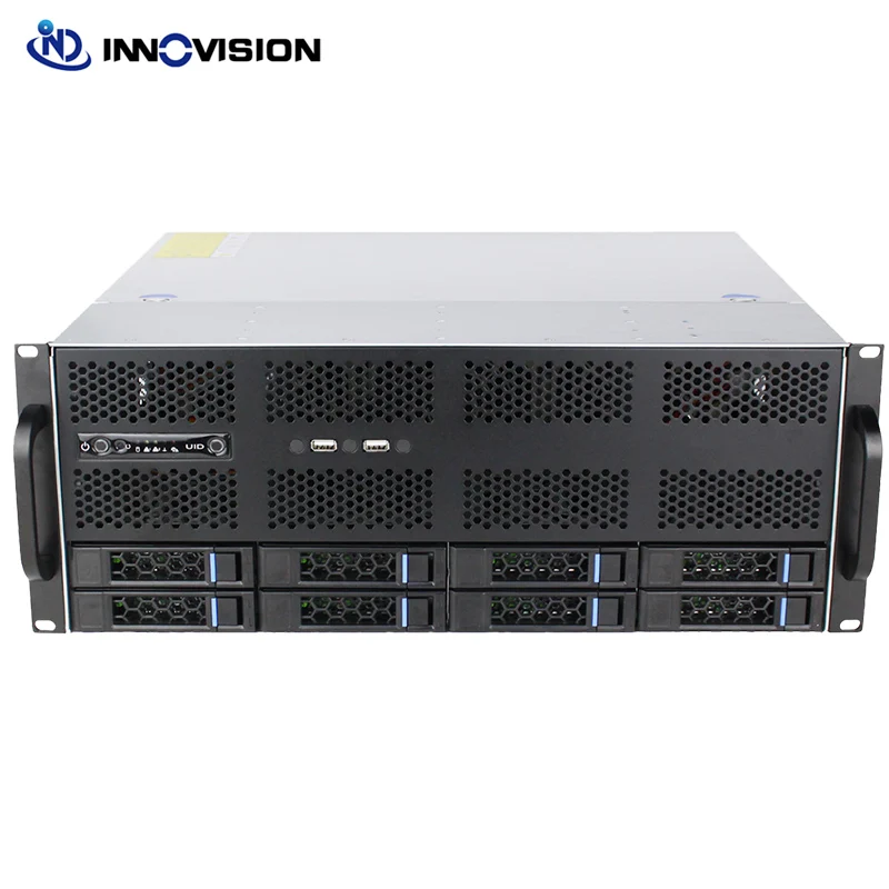 New AI server 4U Rack-mount G465-8 GPU Mining Hot swap Chassis 8HDD Bays IPFS distributed Storage Case With 12G Backplane