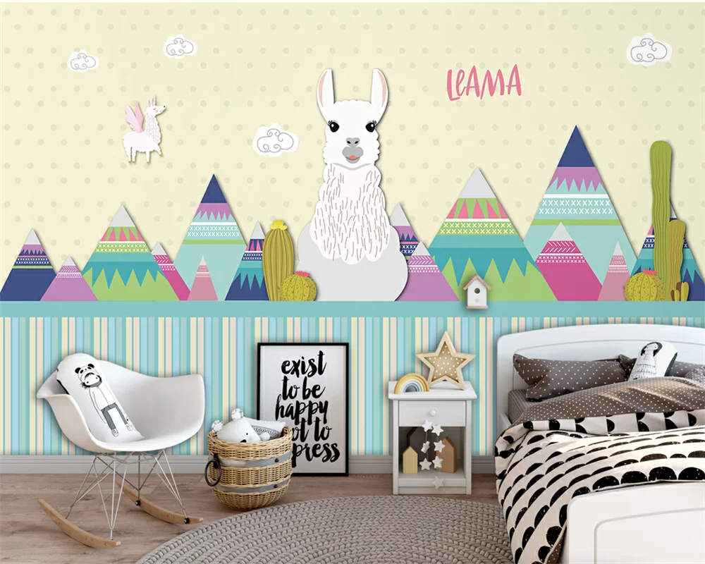 beibehang Custom modern nordic hand-painted geometric mountain peaks abstract camel zebra children background wallpaper