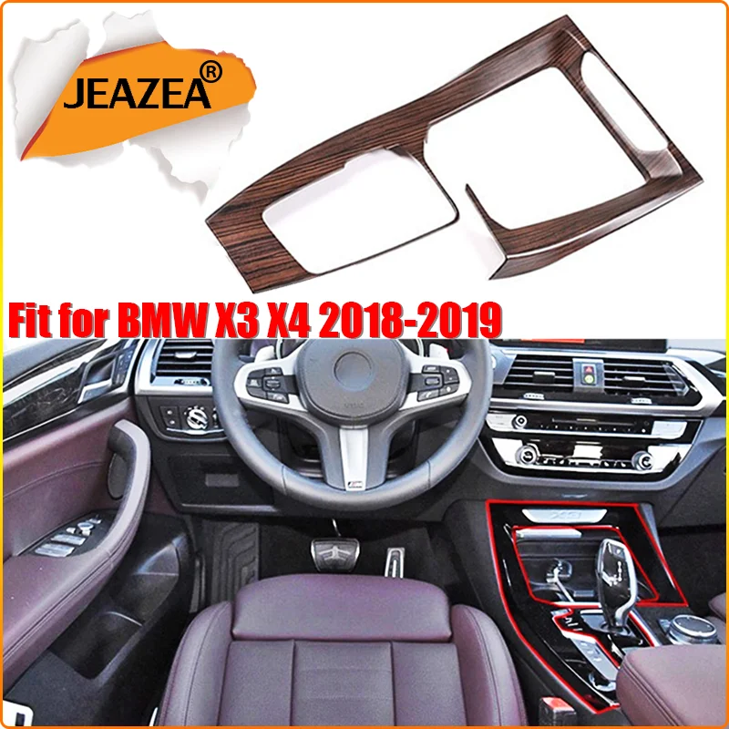 

JEAZEA Wooden Texture ABS Central Control Frame Console Panel Cover Trim Sticker Fit for BMW X3 X4 2018 2019 Car Styling