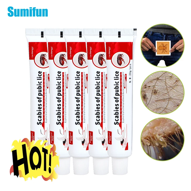 

5pcs Anti-itching Ointment Pubic Lice Herbs Antibacterial Cream Treatment Scabies Mite Psoriasis Head Lice Removal Skin Care