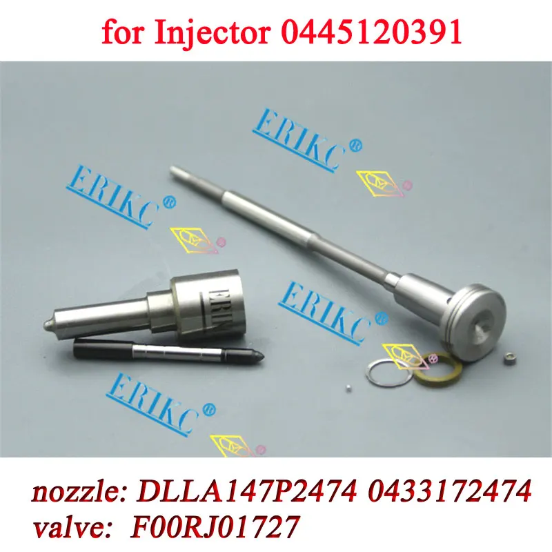 Diesel Injector 0445120391 Repair Kits Fuel Nozzle DLLA147P2474 0433172474 Control Valve F00RJ01727 for Bosch 0 445 120 391