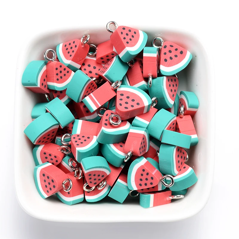 Charm Fruit Shape Polymer Clay Pendants Beads 30Pcs/Lot Polymer Clay Spacer Loose Beads For Necklace DIY Bracelet Accessories