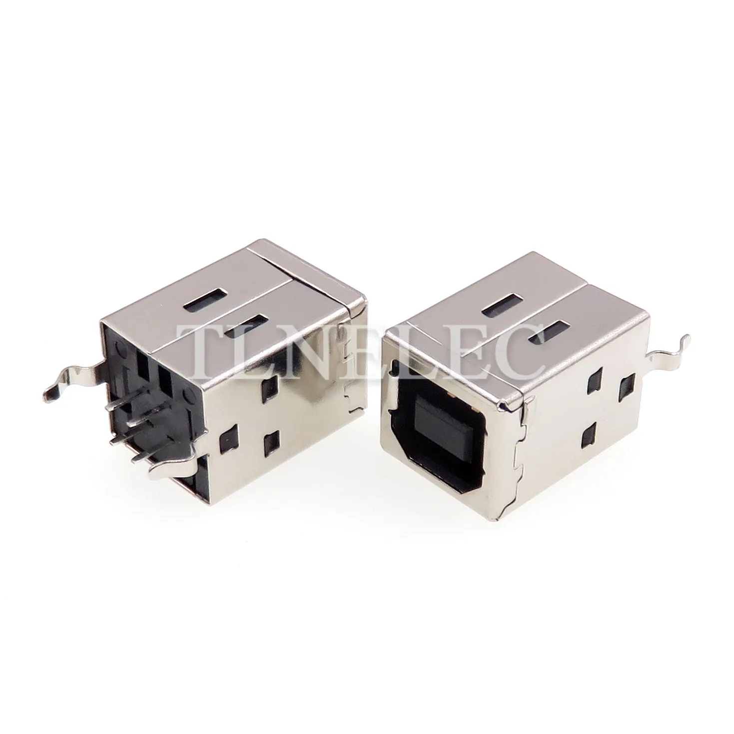 5pcs Type-B USB 2.0 Socket Jack Female Plug Port Connector 4 Pins Square D Shape Interface For Printer 180 Degree Black White