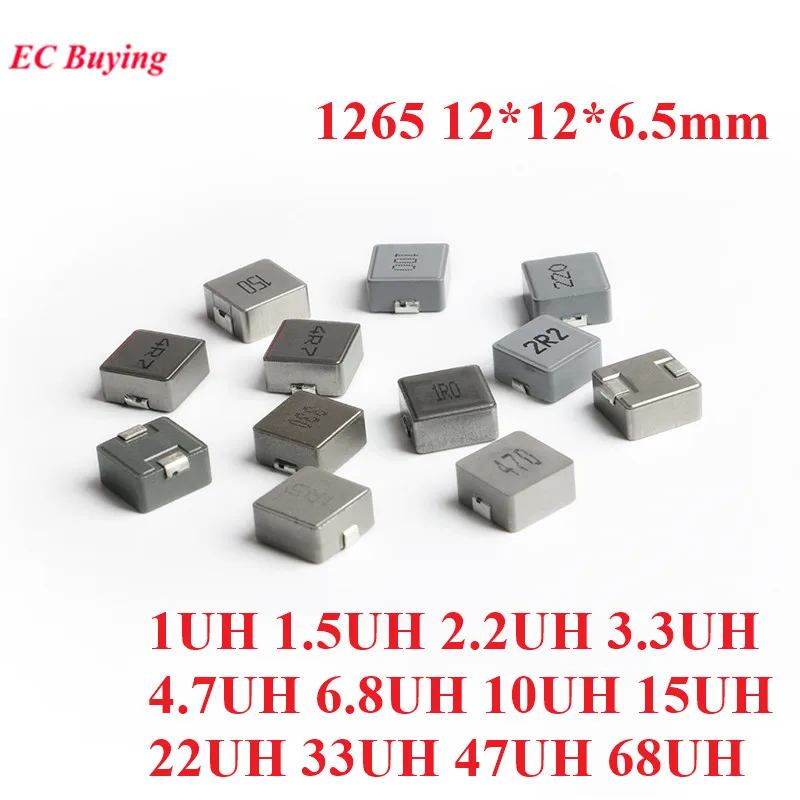 5pcs 1265 SMD Molding Power Inductor 1UH 1.5UH 2.2UH 3.3UH 4.7UH 6.8UH 10UH 15UH 22UH 33UH 47UH 68UH Inductance 12*12*6.5mm