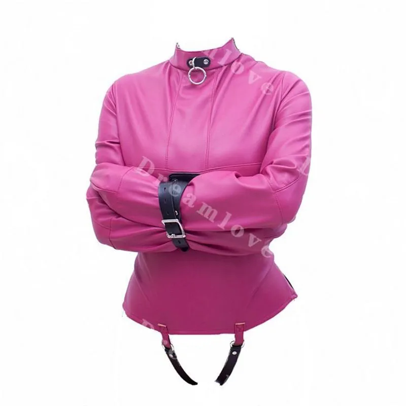 Unisex Soft Faux Leather Max Security Straitjacket with Crotch Strap Straight Jacket Adult Slave Bondage Gear