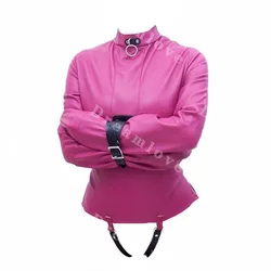 Unisex Soft Faux Leather Max Security Straitjacket with Crotch Strap Straight Jacket Adult Slave Bondage Gear