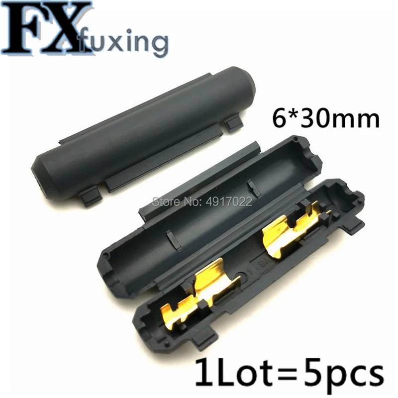 5PCS 6*30 mm Glass Fuse Holder 6 * 30 Fuse Socket Fuse Flip shell Black Flip Type Fuse Socket Peanut Hull Fuse Holder 6x30mm Hot