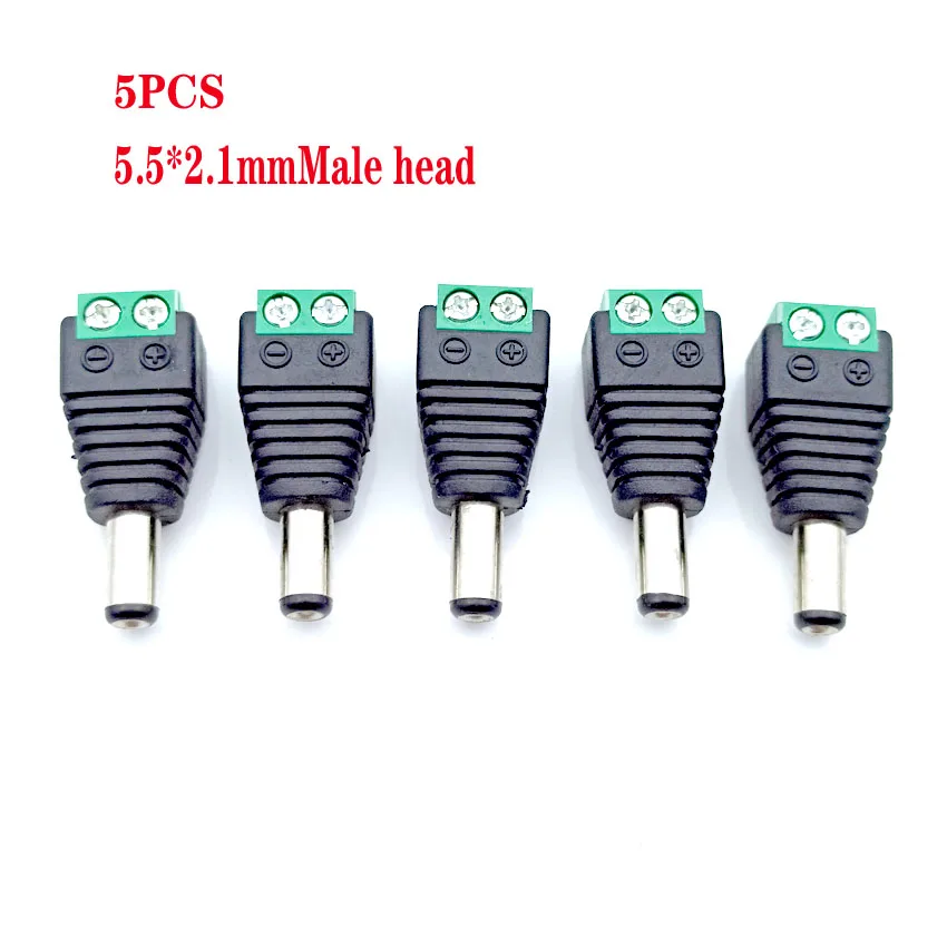 5Pcs Female +5 Pcs Male DC Connector 2.1*5.5mm Power Jack Adapter Plug Cable Connector for 3528/5050/5730 Led Strip Ligh