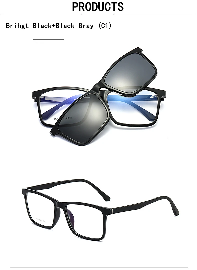 YIMARUILI Multifunktions-Sonnenbrille mit optischer Sehstärke, magnetische Clip-on-Sonnenbrille für Herren, Anti-Ultraviolett-Fahrbrille 2126 – Detail 9