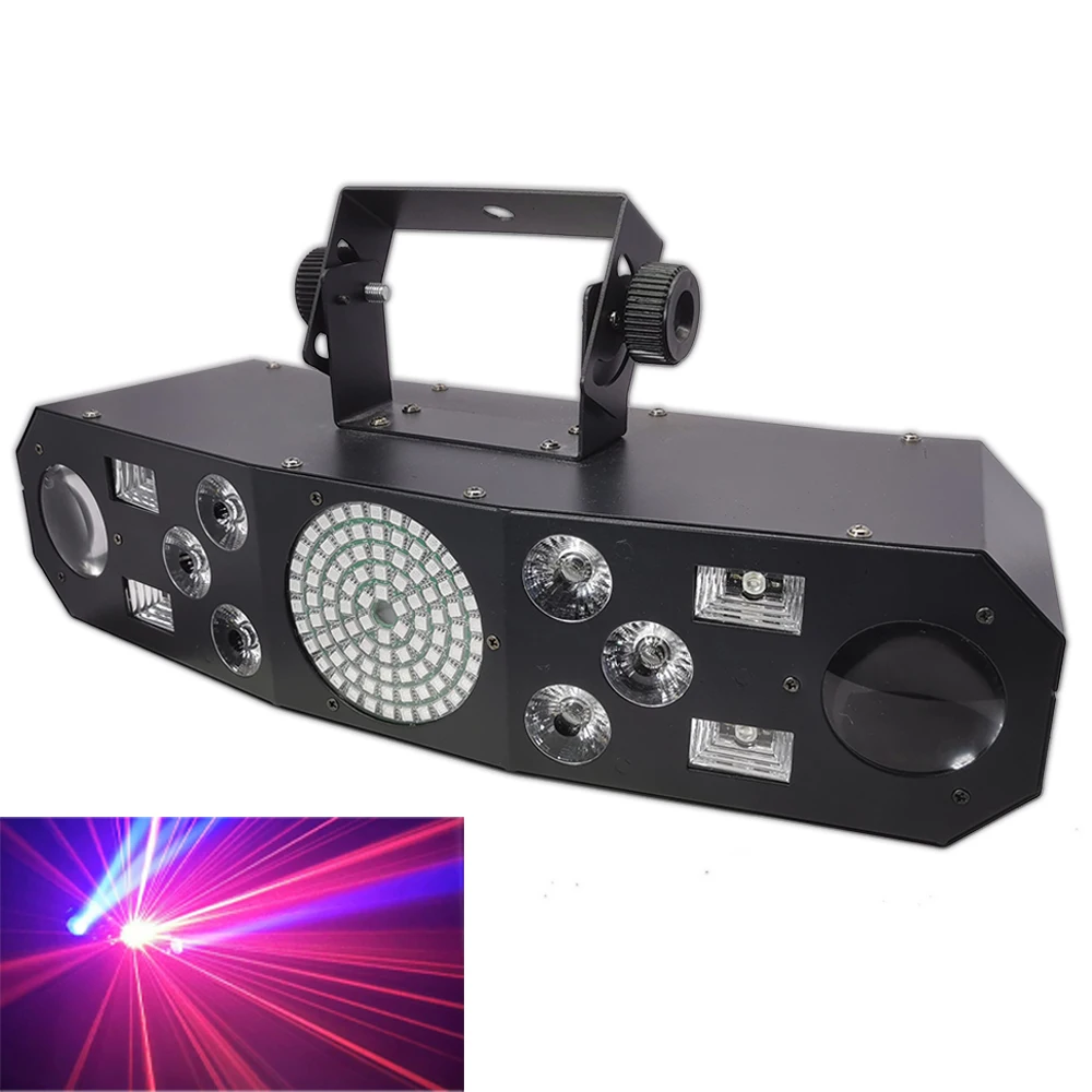 DJ Disco Light Party Light Voice Music Control KTV Laser Projector Light 5in1 RGB Effect Lamp For Stage Party Bar Home Wedding