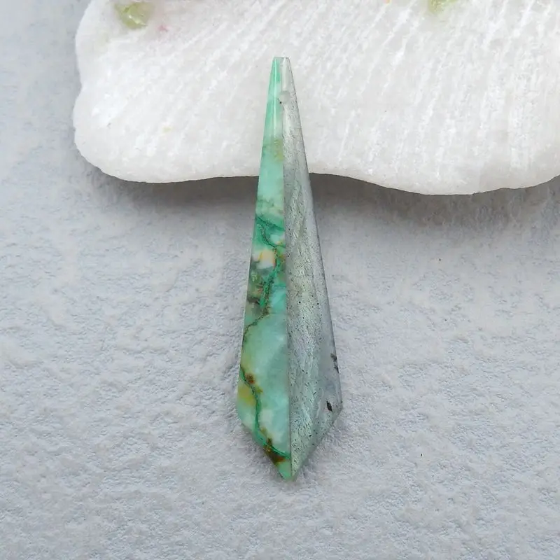 

Natural Chrysocolla And Labradorite Drilled Pendant Bead,47x12x4mm,3g