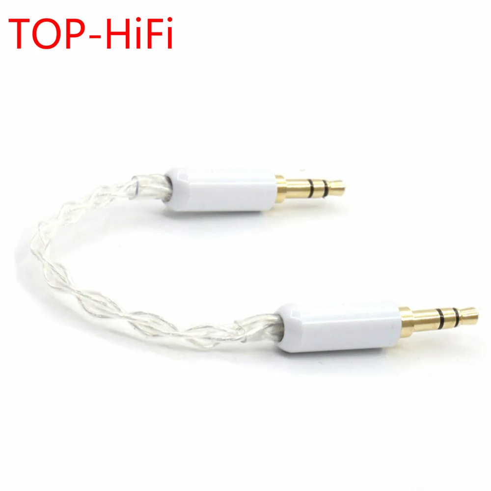 

TOP-HiFi 10cm 3.5mm to 3.5mm 7N OCC Silver Plated 3.5 mm Stereo Audio Cable car AUX wire jump cable