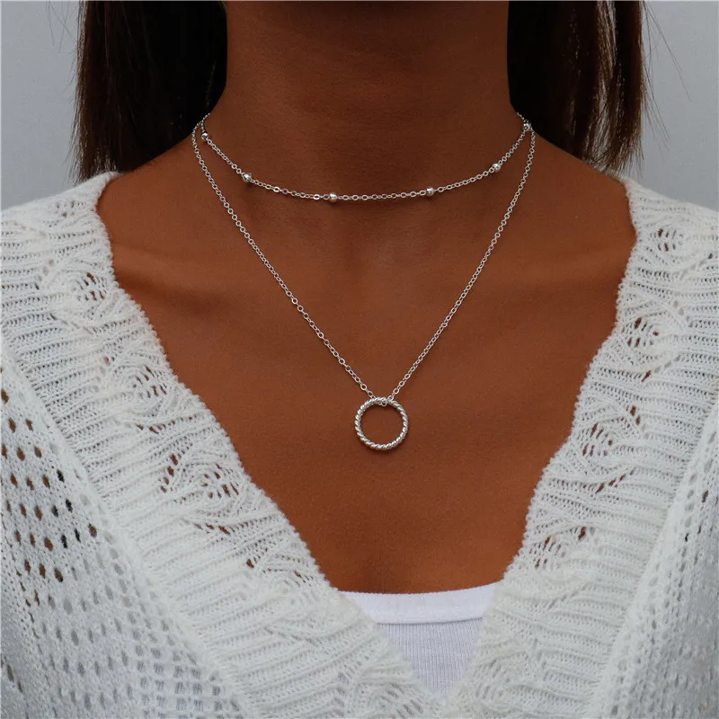 Tenande Bohemian Mehrschichtige Halskette für Frauen Vintage Wassertropfen Münze Stern Mond Anhänger Halskette Geometrisches Collier Collares – Detail 8