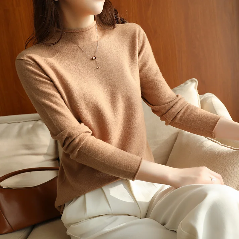 SZDYQH 100% Merino Wool Knitted Pullovers Women Sweaters Winter Loose Soft Warm O-Neck Female Basic Standard Jumper 8 Colors