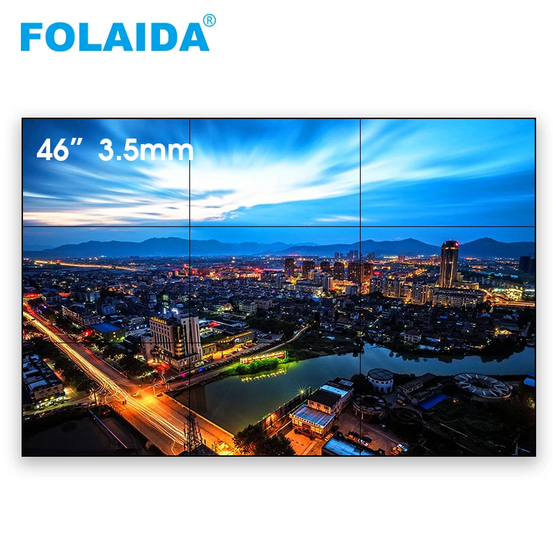 FOLAIDA 46 Inci 4K TV Panel 3.5Mm Bezel LCD Video Dinding Hd Layar Iklan 3X3 Ukuran Besar Iklan Displayer LCD Monitor TV
