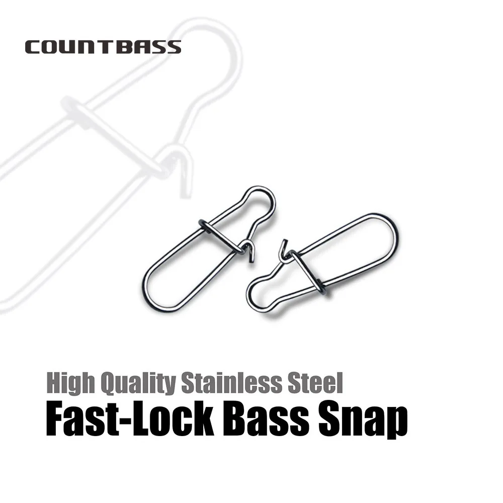 Countbass 50pcs High Quality Stainless Steel Fast-Lock Bass Snap for Fishing Lure Accessories Swivels Snap