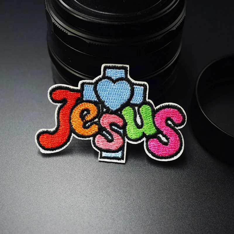 Jesus Size:4.0x6.0cm Patch Badges Embroidered Applique Sewing Iron On Clothes Garment Apparel Accessories