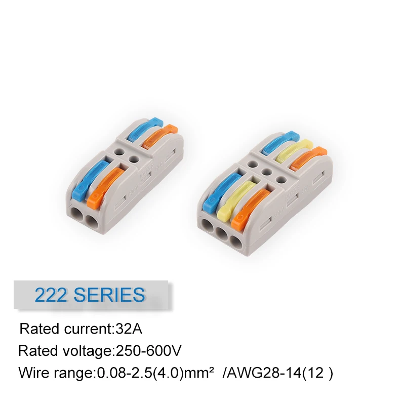 Conector de cableado rápido 1 en múltiple, divisor Universal, cable de cableado Push-in, bloque de terminales doméstico a tope combinado SPL 222