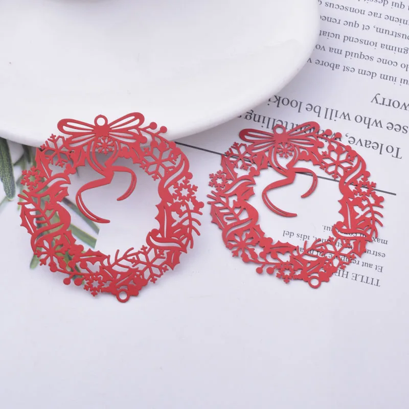 20 Stück AB6712 49*48mm Messing Weihnachtskranz Anhänger Verbinder Silberfarben Anhänger DIY Schmuck Ohrring Zubehör – Detail 10
