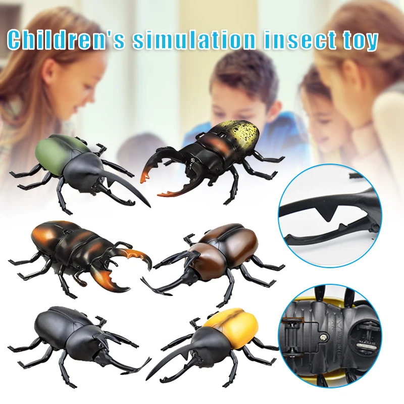 

Electric Simulation Beetle Toy with Remote Control Battery Powered Realistic Insect Toy Novelty Birthday Gift for Kids RC Animal