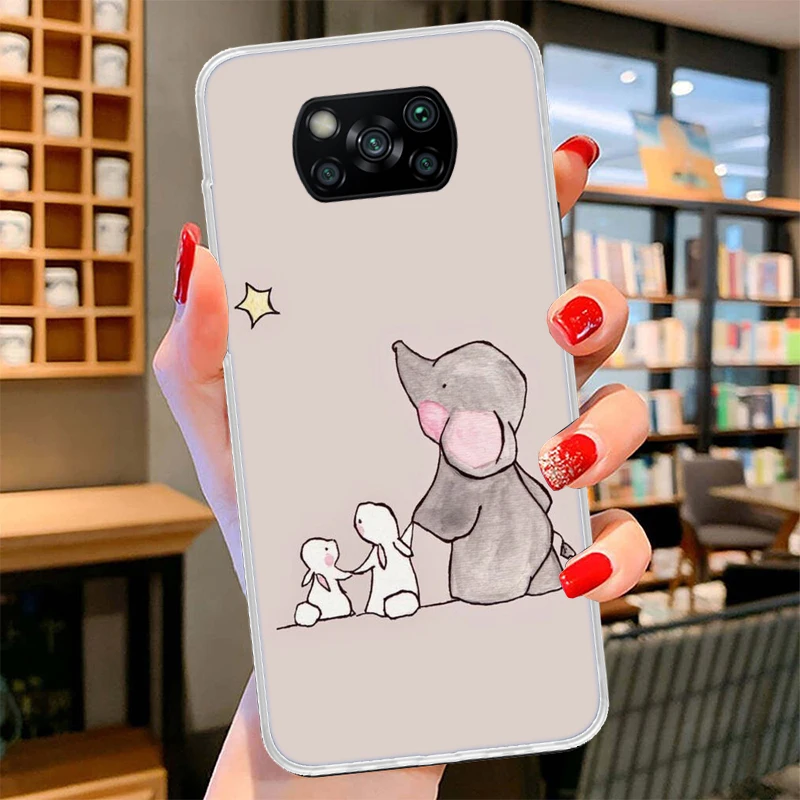 Cartoon Elephant Pink Phone Case For Xiaomi Poco X3 Nfc M3 F3 F1 Mi Note 10 Pro 11 Lite 11i 8 9 9T 10T CC9 A3 Cover Fundas Housi