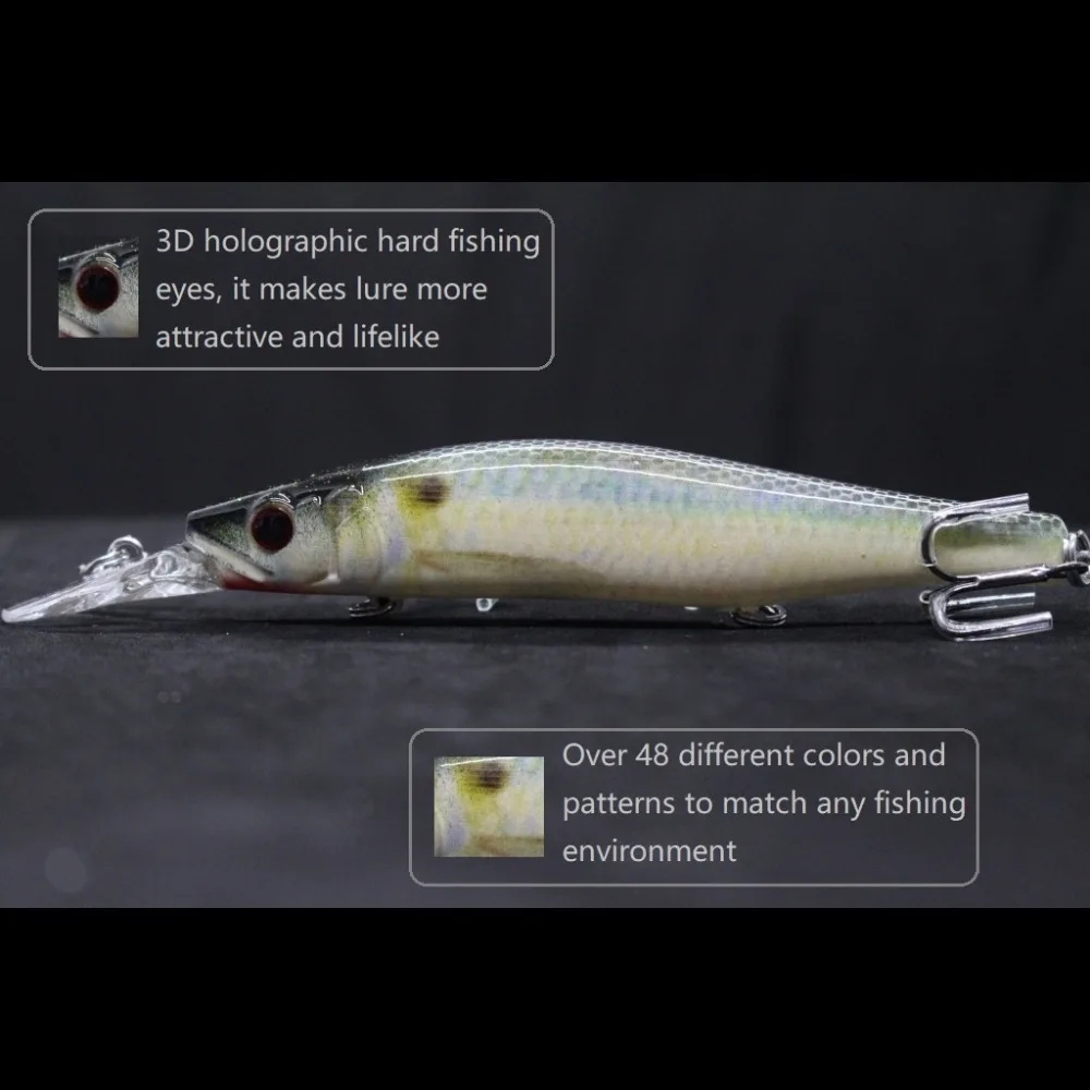 wLure Fishing Lure 13.5cm 19g Slow Retriever Wide Wobble Action Fast Floating 2 Meters Depth 3 Treble Hooks Lifelike HM629
