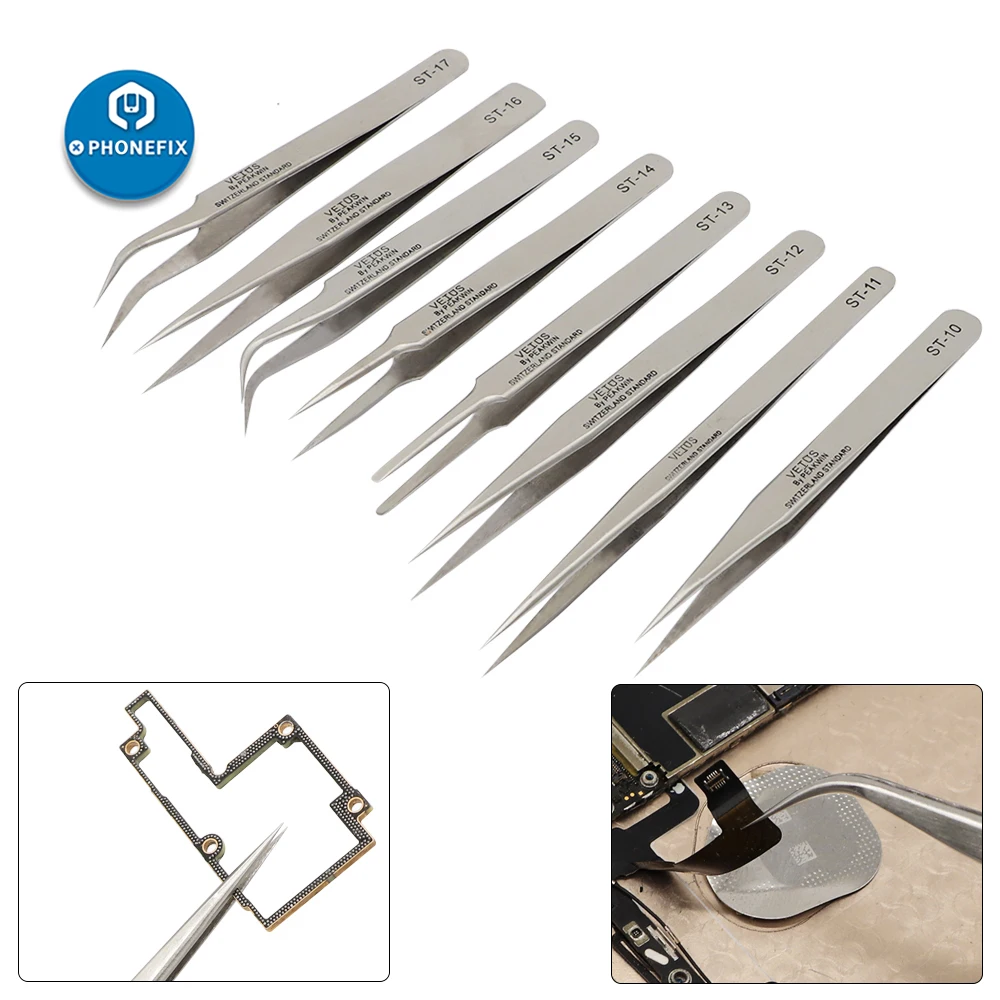 Präzision Anti-statische Pinzette ESD Anti-säure Edelstahl Wimpern Verlängerung Pinzette Für Elektronische Handy Reparatur Tools Kit