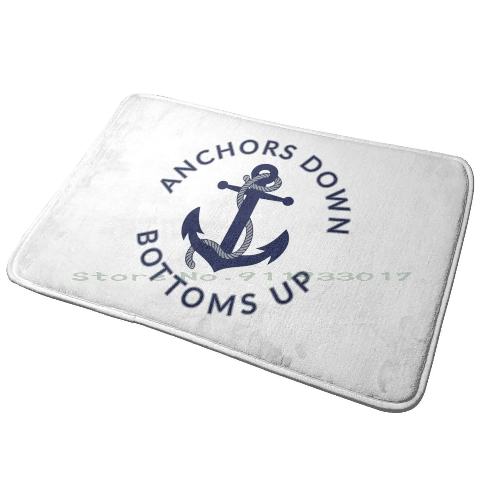 Anchor's Down , Bottom's Up Entrance Door Mat Bath Mat Rug Euro Binance Money Bill Dollars Usd Foreign Wealthy Bitcoin Logo