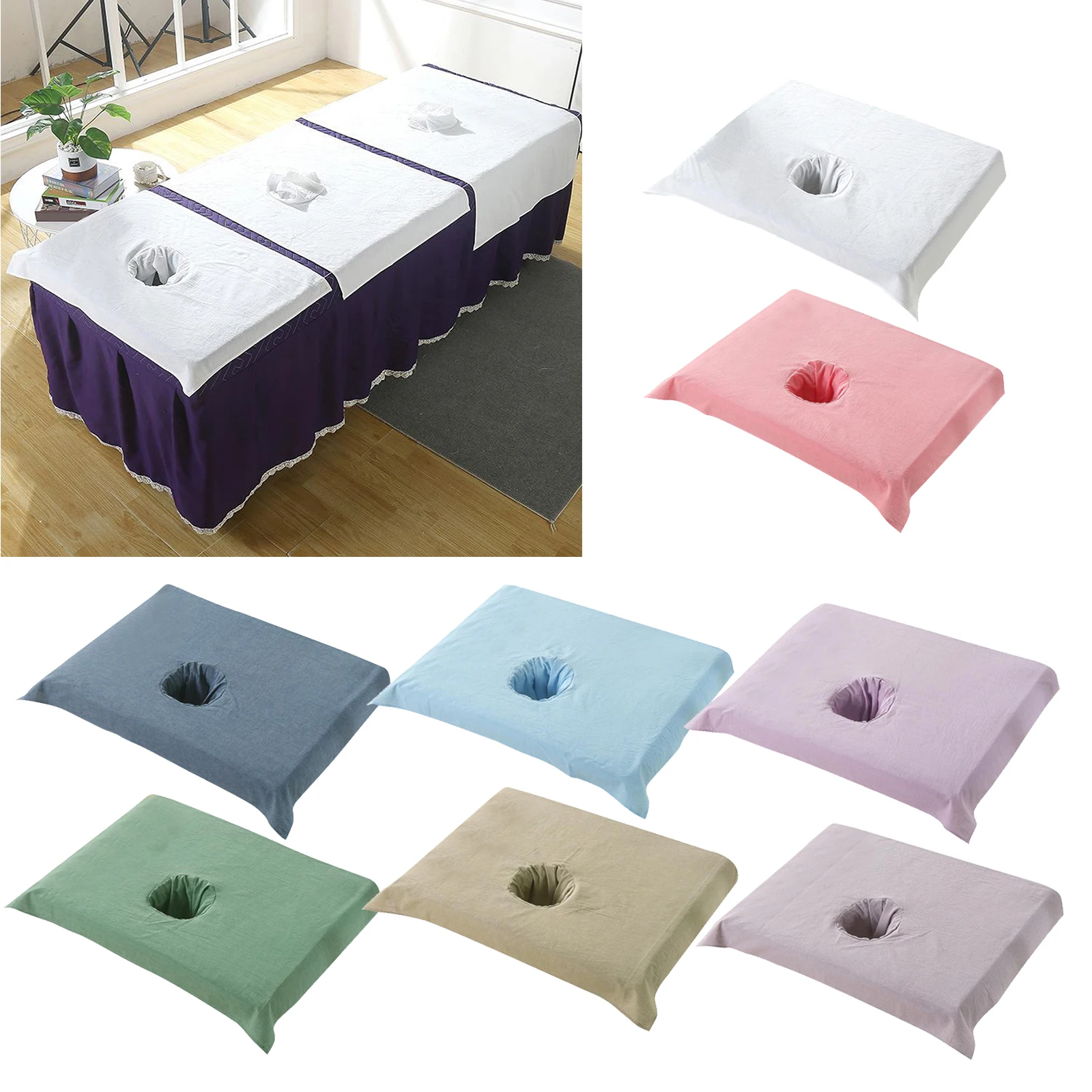 Pure Cotton SPA Half Massage Table Sheet Beauty Bed Face Hole Towel 50*70cm Massage Sheets Covers Massage Table