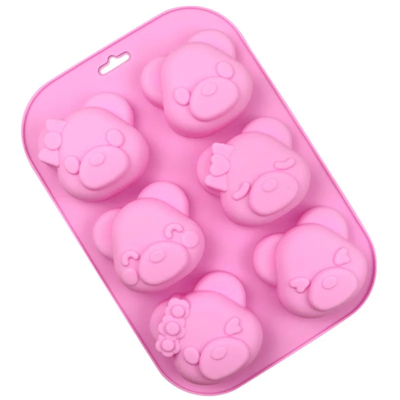 6 Even Bear Silicone Mold DIY Baking Mousse Cake Bear Pudding Mold Food Grade Silicone Cake Decorating Tools