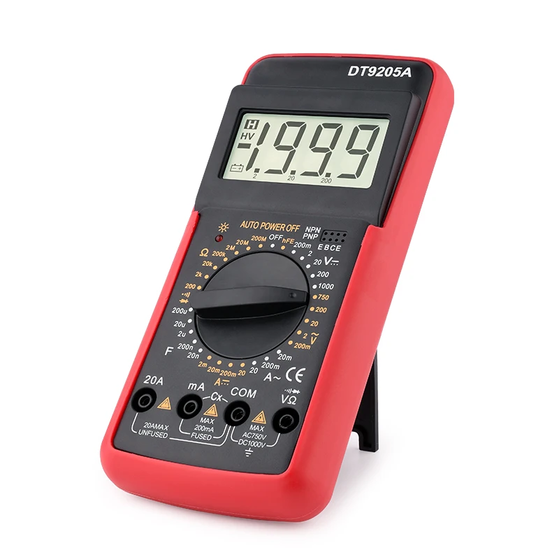 DT9205A Automotive Tester Multimeter Digital Professional Manual Range AC DC 1000V 20A Voltmeter Ohm Capacitance Tester Machine