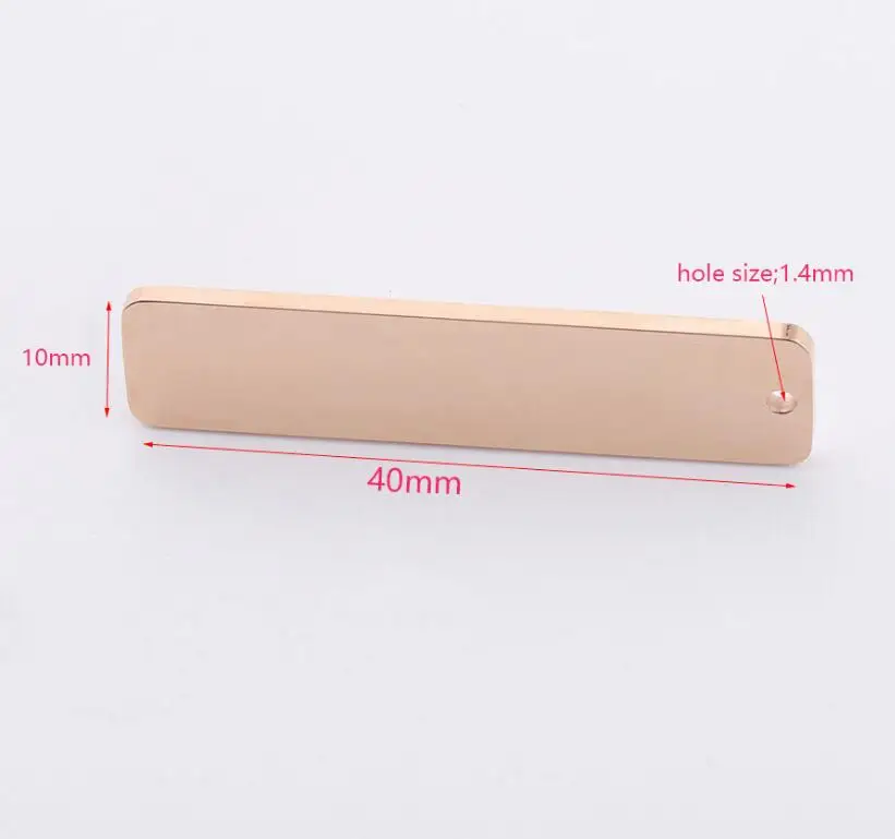 50 Stück 10 x 40 mm rechteckige Tag-Streifen, leere Charms, hochglanzpoliert, Edelstahl, für DIY-Schmuckherstellung – Detail 1